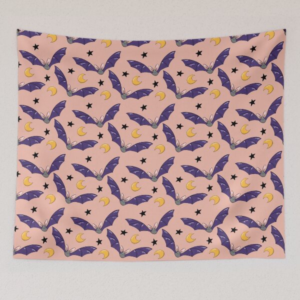 Item preview, Cute Halloween Bats seamless pattern on peach background designed and sold by IevaLiART.