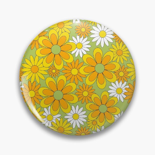 Item preview, 70s Flower Power Green Orange Yellow Retro Daisy designed and sold by emilyretro.