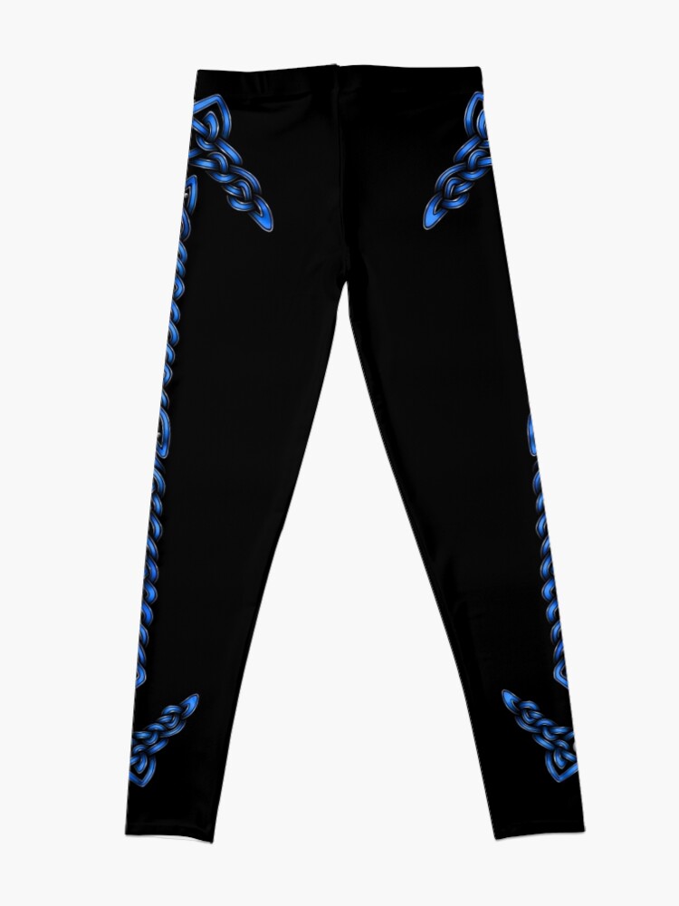 Alternate view of Celtic Knotwork - Silver and Light Blue Leggings