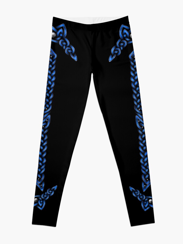 Alternate view of Celtic Knotwork - Silver and Light Blue Leggings