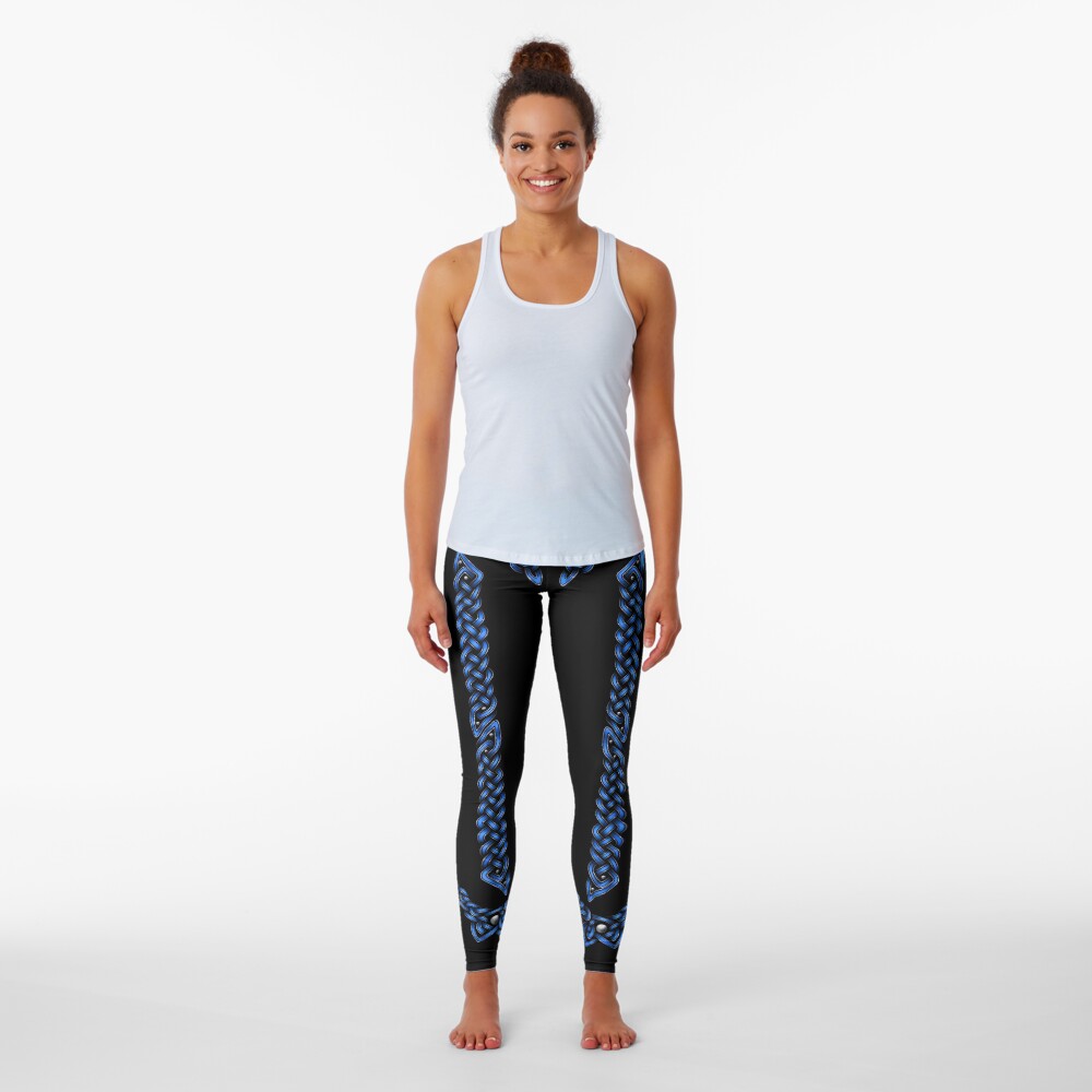 Celtic Knotwork - Silver and Light Blue Leggings