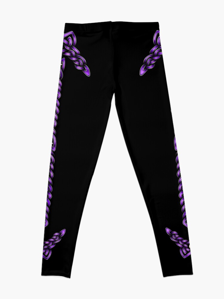 Alternate view of Celtic Knotwork - Silver and Purple Leggings