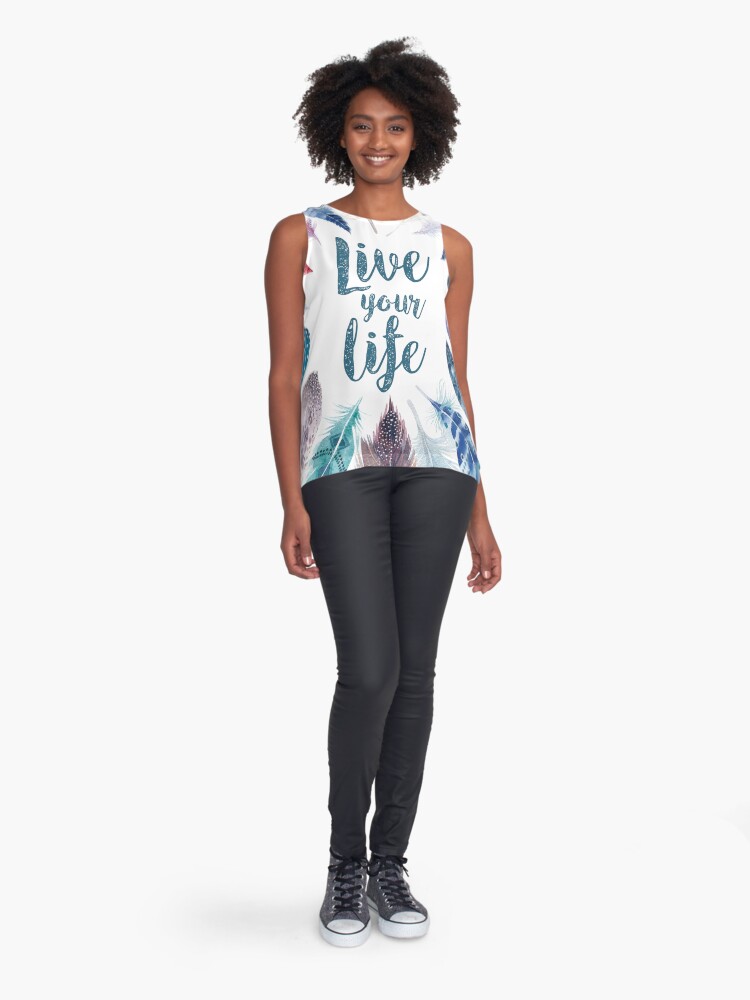 Vista alternativa de Blusa sin mangas Feathers, Live your life