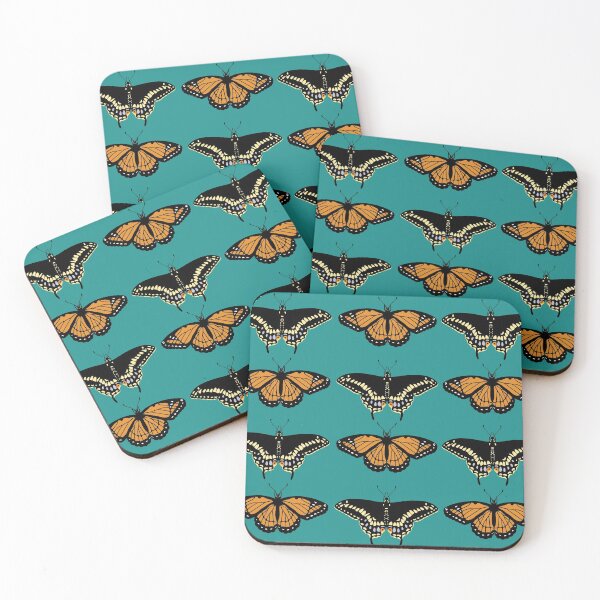 Item preview, Monarch and Black Swallowtail butterfly pattern  designed and sold by hanameda.