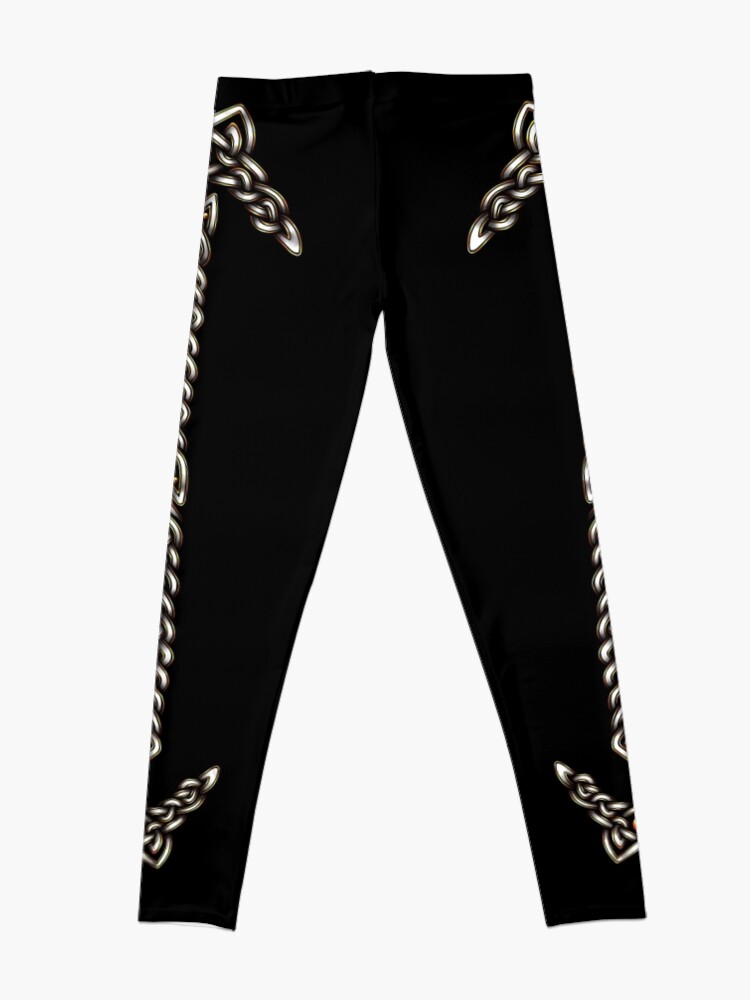 Alternate view of Celtic Knotwork - Gold and White Leggings