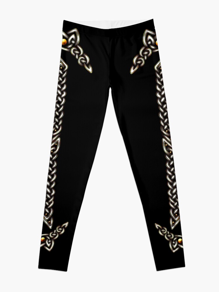 Alternate view of Celtic Knotwork - Gold and White Leggings