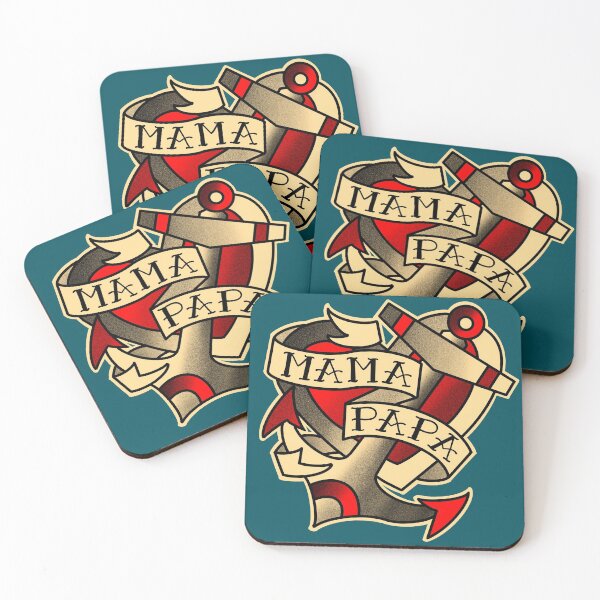 Item preview, Mama papa , anchor and heart tattoo in red designed and sold by weilertsen.