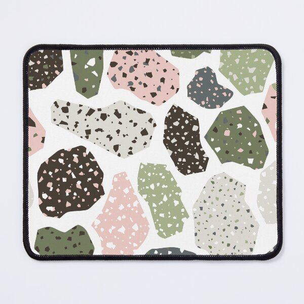Item preview, Terazzo Olive Green Pink Gray and Charcoal Black on White Pattern designed and sold by Alicia Chee.