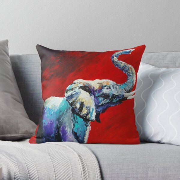 Creativemotions Indian Elephant in Mandala Ornament Throw Pillow Multicolor 18x18