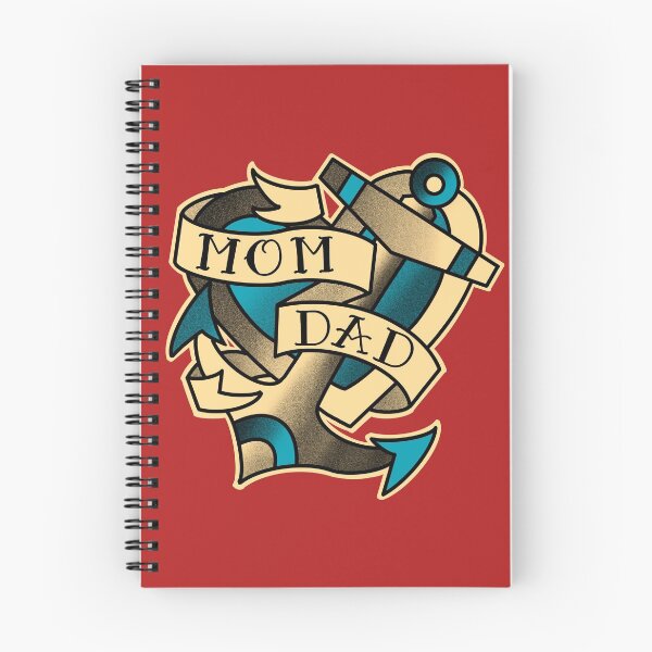 Item preview, mom dad , anchor and heart tattoo in aqua blue on red designed and sold by weilertsen.