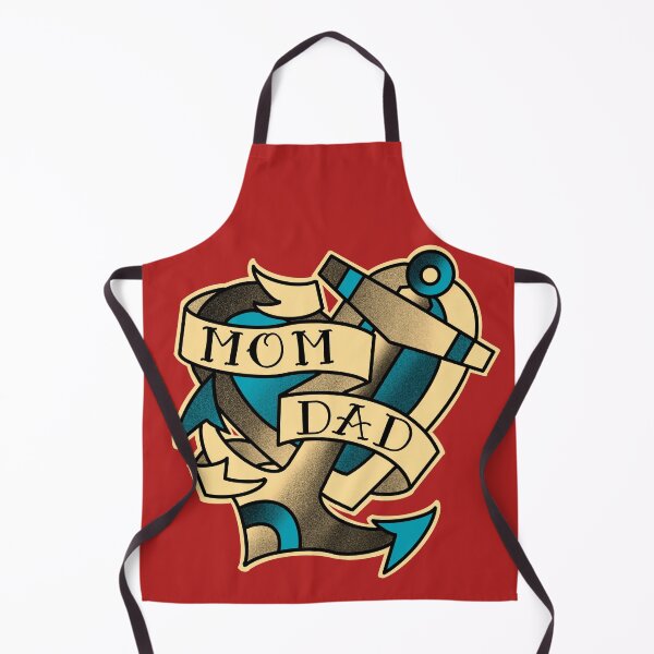 Item preview, mom dad , anchor and heart tattoo in aqua blue on red designed and sold by weilertsen.