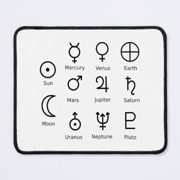Astronomical Symbols: #Sun, #Mercury, #Venus, #Earth, Mars, Jupiter, Saturn, Uranus, Neptune, Pluto Mouse Pad
