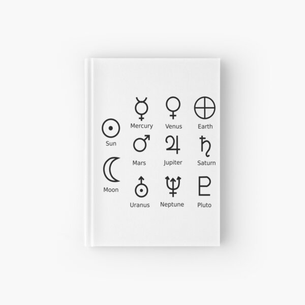 Astronomical Symbols: #Sun, #Mercury, #Venus, #Earth, Mars, Jupiter, Saturn, Uranus, Neptune, Pluto Hardcover Journal