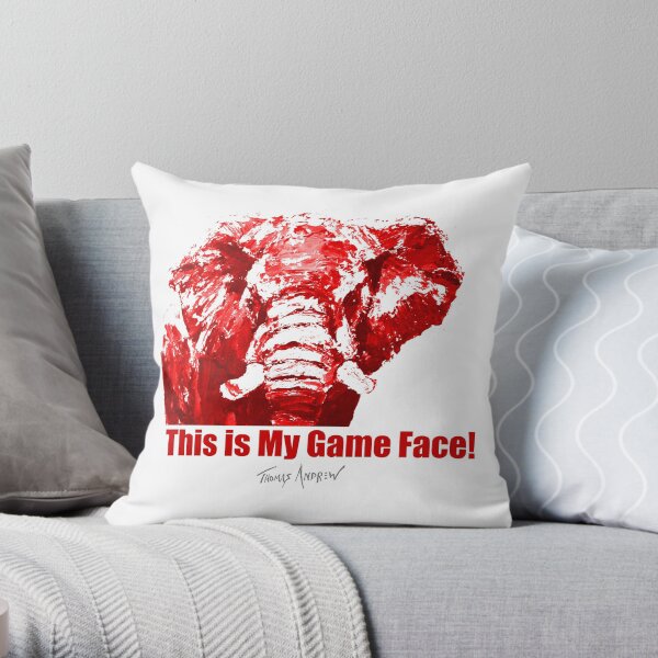 This is My Game Face_red color by Thomas Andrew Throw Pillow