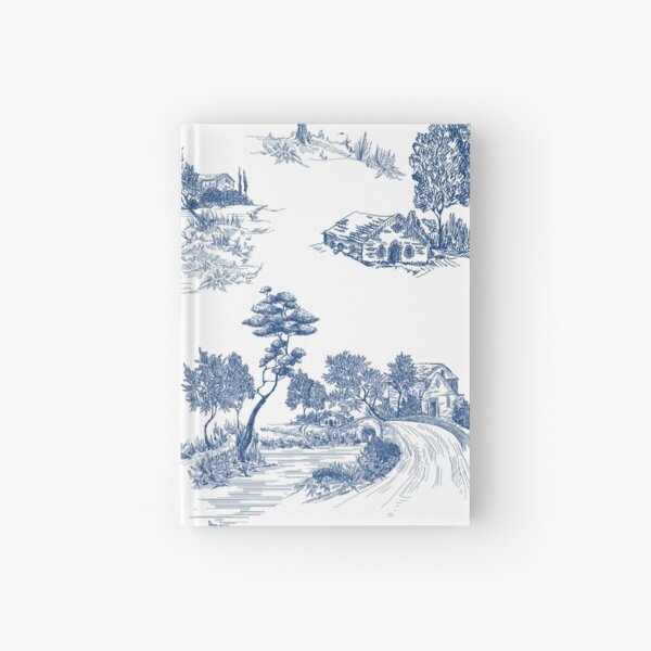 Toile de Jouy Dark Blue White Vintage Print Design Hardcover Journal