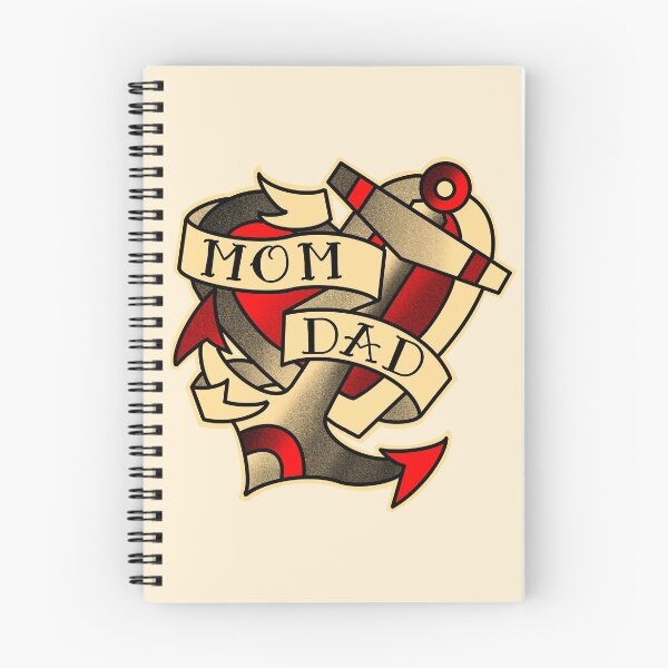 Item preview, mom dad , anchor and heart with traditional  tattoo style banner designed and sold by weilertsen.