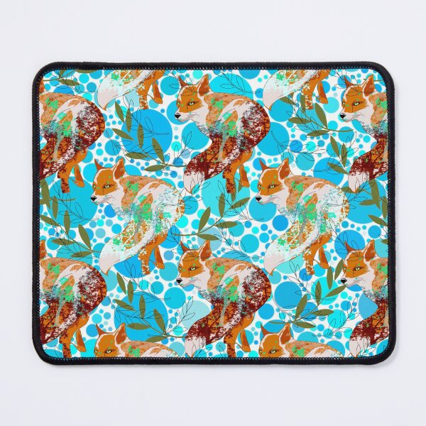 Item preview, Fox And Bubbles Anime Aqua Blue Decor Patrón floral. designed and sold by MindCereal.
