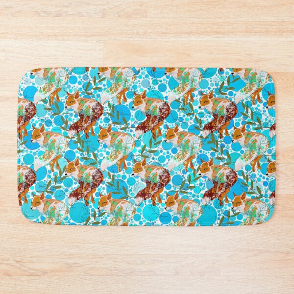 Item preview, Fox And Bubbles Anime Aqua Blue Decor Floral Pattern.  designed and sold by MindCereal.