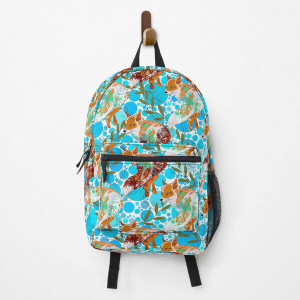 Item preview, Fox And Bubbles Anime Aqua Blue Decor Floral Pattern. designed and sold by MindCereal.