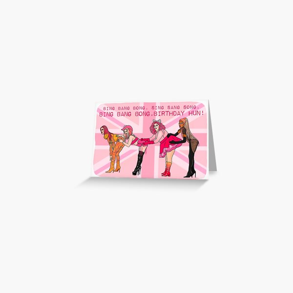 Item preview, united kingdolls bing bang bong drag queen birthday card. designed and sold by Swish & Scribble.