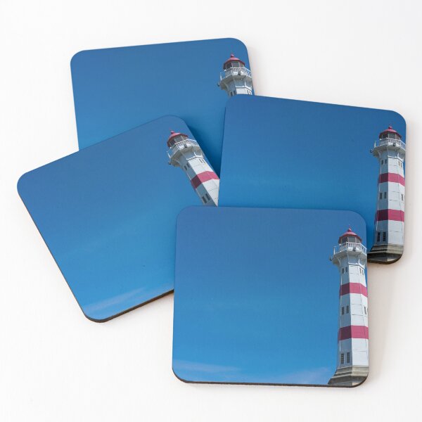 Item preview, LIGHTHOUSE SUNSET TALL TOWER RED WHITE SKY BLUE LIGHT designed and sold by MonArtisteSam.