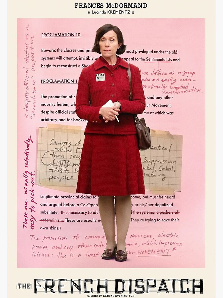 “Frances McDormand as Lucinda Krementz” Poster for Sale by