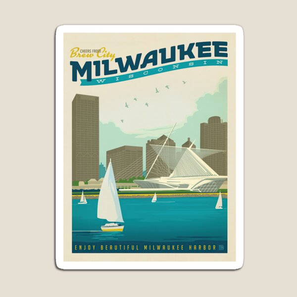 Item preview, Milwaukee Harbor Vinatge Travel Poster,  Wisconsin USA Print, Abstract Travel Poster, Home Or Office Wall Decor, Gift for Wilderness Lover designed and sold by DojiHome.