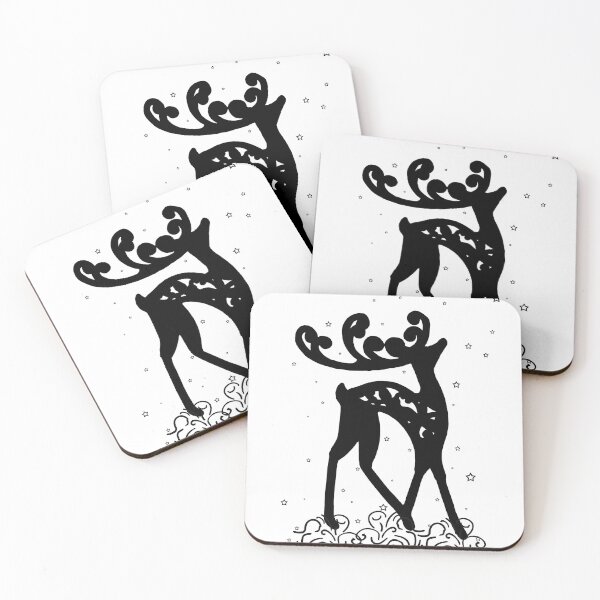 Item preview, sticker deer walking in the snow, falling stars. Print for clothing or packaging designed and sold by vilma3000.
