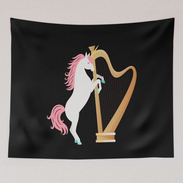 Item preview, Harp With Unicorn Music Instrument designed and sold by MooonTees.
