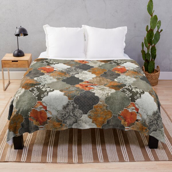 Item preview, Moroccan Tiles Rust Orange Olive Grey S designed and sold by Delinda Graphic Studio.