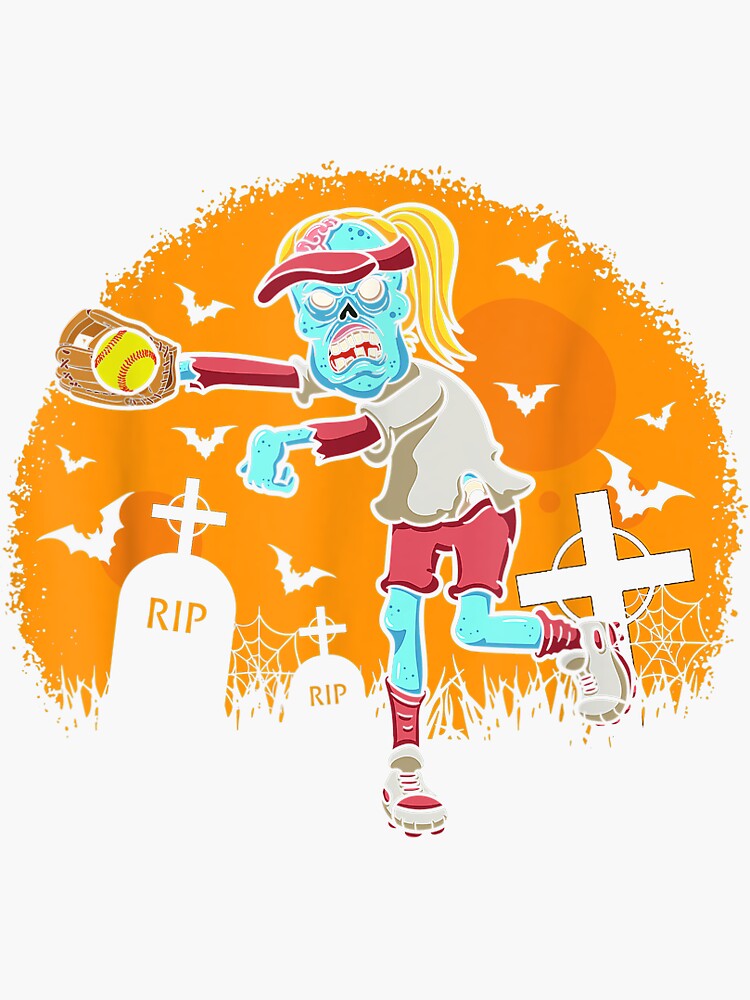 "Softball Zombie Catcher Halloween Costume Party" Sticker for Sale by