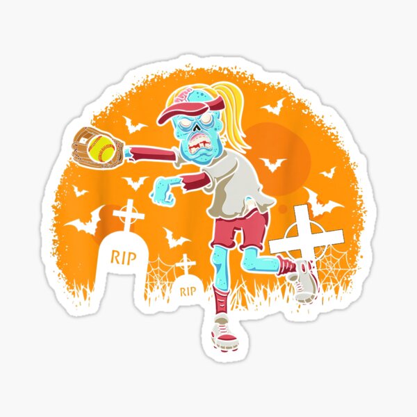 "Softball Zombie Catcher Halloween Costume Party" Sticker for Sale by