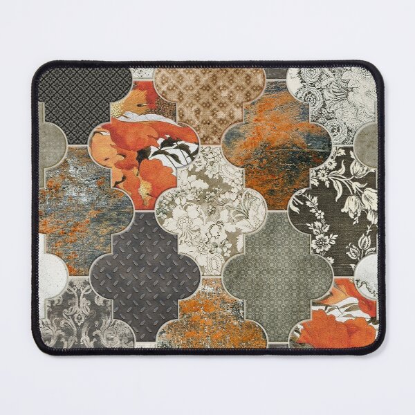 Item preview, Moroccan Tiles Rust Orange Olive Grey designed and sold by Delinda Graphic Studio.