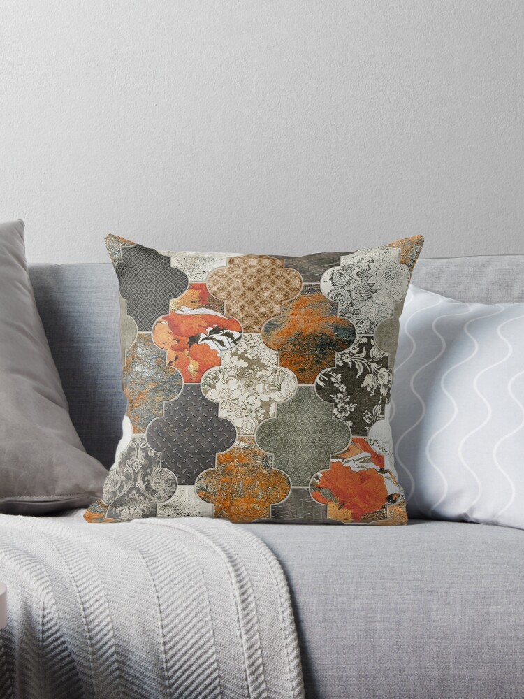 Orange and outlet gray throw pillows