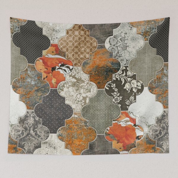 Item preview, Moroccan Tiles Rust Orange Olive Grey designed and sold by Delinda Graphic Studio.