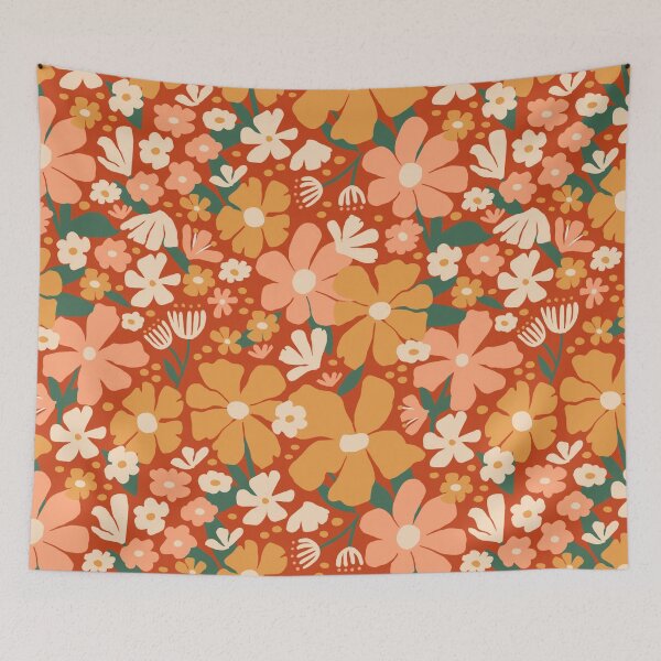 Item preview, Blooming Garden on Mahogany Red designed and sold by latheandquill.