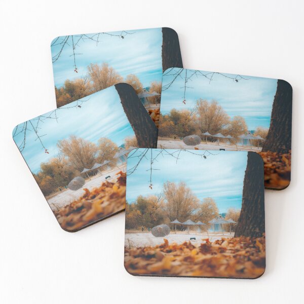 Item preview, AUTUMN SEASON BEACH PARASOL NATURE TREE LANDSCAPE LEAF SUNSET DAWN SUN designed and sold by MonArtisteSam.
