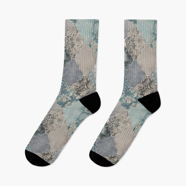 Item preview, Moroccan Tiles Duck Egg Blue Grey Cream S designed and sold by Delinda Graphic Studio.