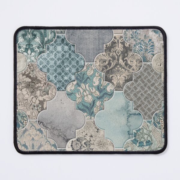 Item preview, Moroccan Tiles Duck Egg Blue Grey Cream designed and sold by Delinda Graphic Studio.