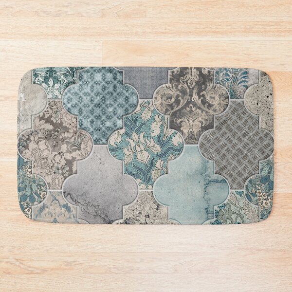 Item preview, Moroccan Tiles Duck Egg Blue Grey Cream designed and sold by Delinda Graphic Studio.