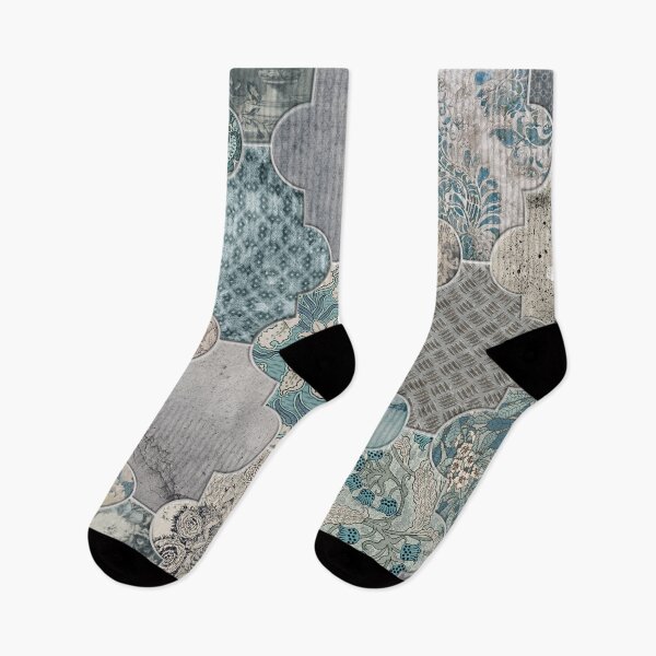 Item preview, Moroccan Tiles Duck Egg Blue Grey Cream designed and sold by Delinda Graphic Studio.