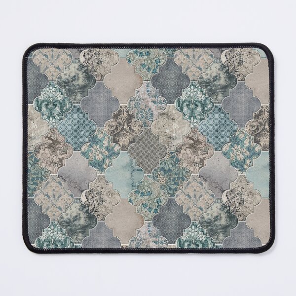 Item preview, Moroccan Tiles Duck Egg Blue Grey Cream S designed and sold by Delinda Graphic Studio.
