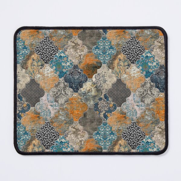 Item preview, Moroccan Tiles Rust Orange Blue S designed and sold by Delinda Graphic Studio.