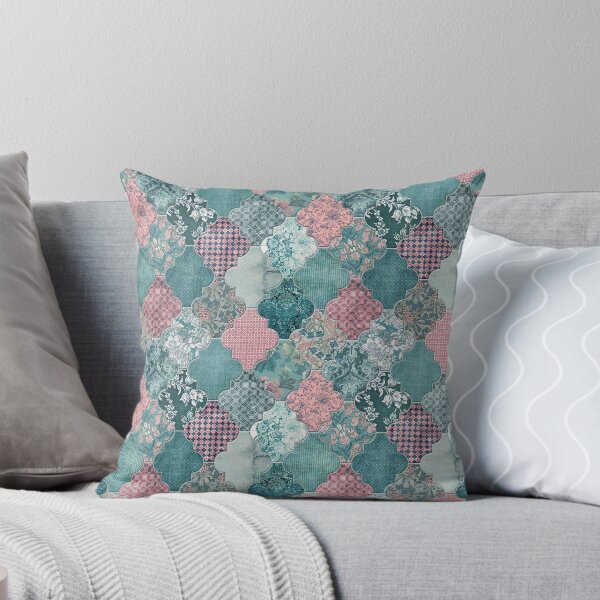 Item preview, Moroccan Tiles Teal Blue Pink S designed and sold by Delinda Graphic Studio.