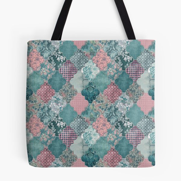 Item preview, Moroccan Tiles Teal Blue Pink S designed and sold by Delinda Graphic Studio.