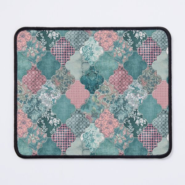 Item preview, Moroccan Tiles Teal Blue Pink S designed and sold by Delinda Graphic Studio.