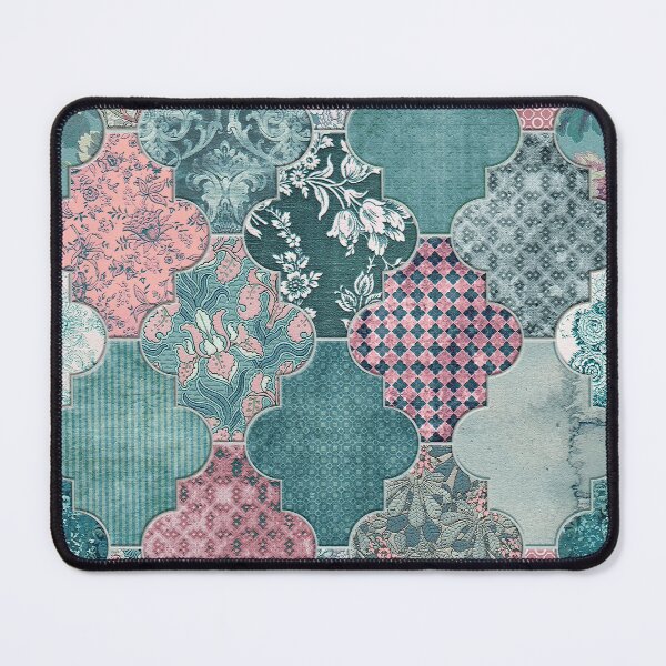 Item preview, Moroccan Tiles Teal Blue Pink designed and sold by Delinda Graphic Studio.