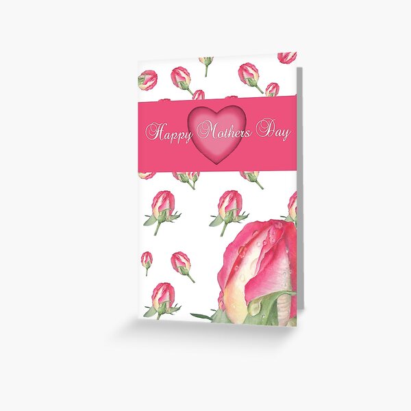 Pink Rose - Morning Dew - Greeting Card 4 Greeting Card