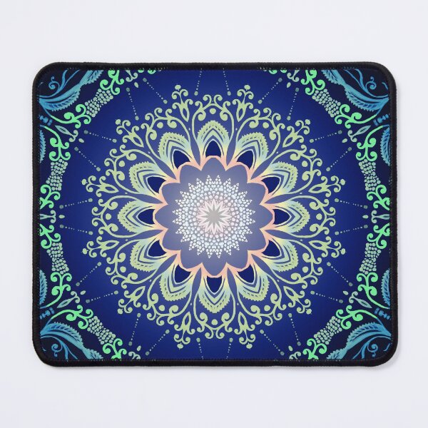 Item preview, blue flowers mandala  designed and sold by MandalaFlowerArt.
