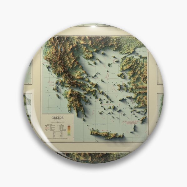 Item preview, 1948 Greece Relief Map 3D digitally-rendered designed and sold by ThinkAboutMaps.